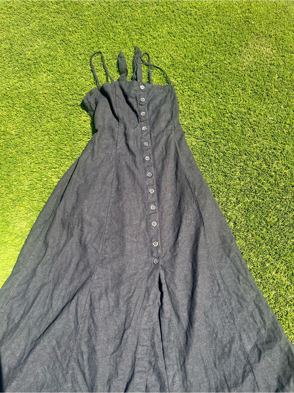 Universal Thread Black Button-Front Spaghetti Strap Maxi Dress